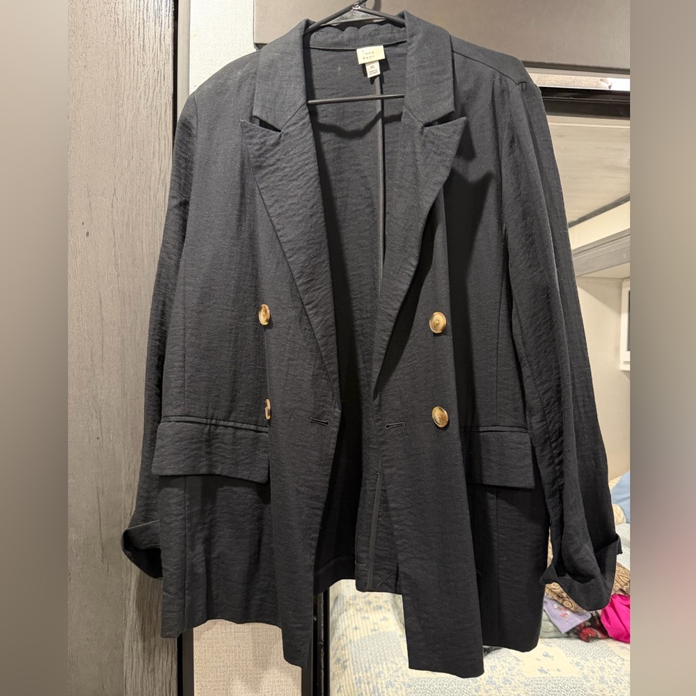a new day Black Double-Breasted Blazer with Gold Buttons